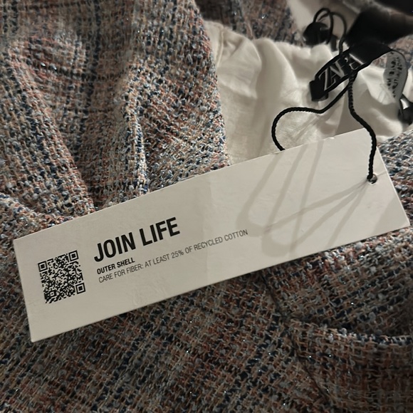 ZARA Pink and Blue Shimmer Plaid Corset - Picture 8 of 11